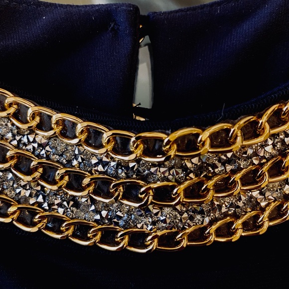 Jeweled Neckline Dark Navy Top New without tags - Picture 13 of 16